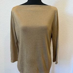 Ralph Lauren Metallic Gold 3/4 Sleeve Sweater NWT